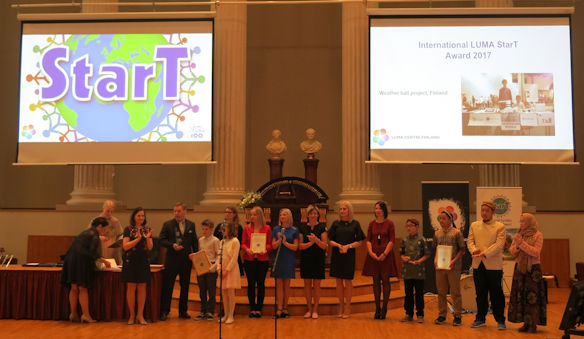 Pupils and teachers receiving their awards in International LUMA StarT Awards 2017
